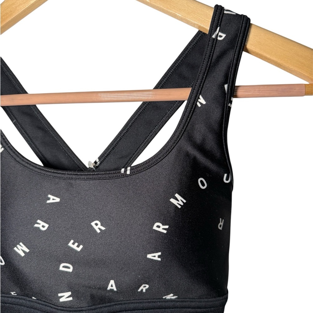 NWT Under Armour Mid Crossback Mash Up Print Sports Bra - Black/White - Picture 3 of 7